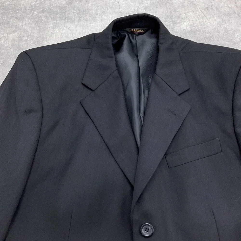 Caravelli Blazer Mens 36R Black Herrigbone Superior 150s High Tech Italian